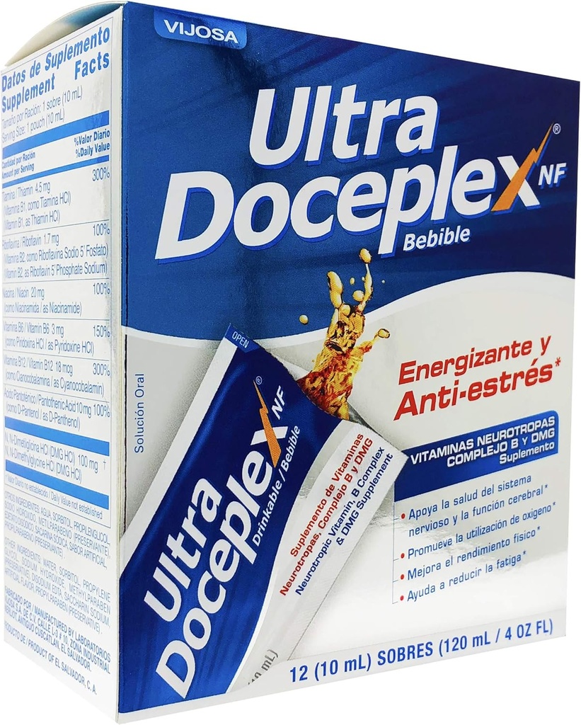 Ultra Doceplex Energy Pouches - Krachtig B Complex in een zakje - vloeibaar, 12 zakjes