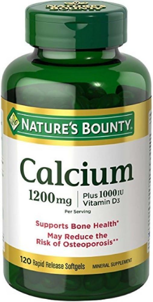 Nature's Bounty Calcium Plus Vitamine D 1200mg, 120 Softgels (paquet de 2)