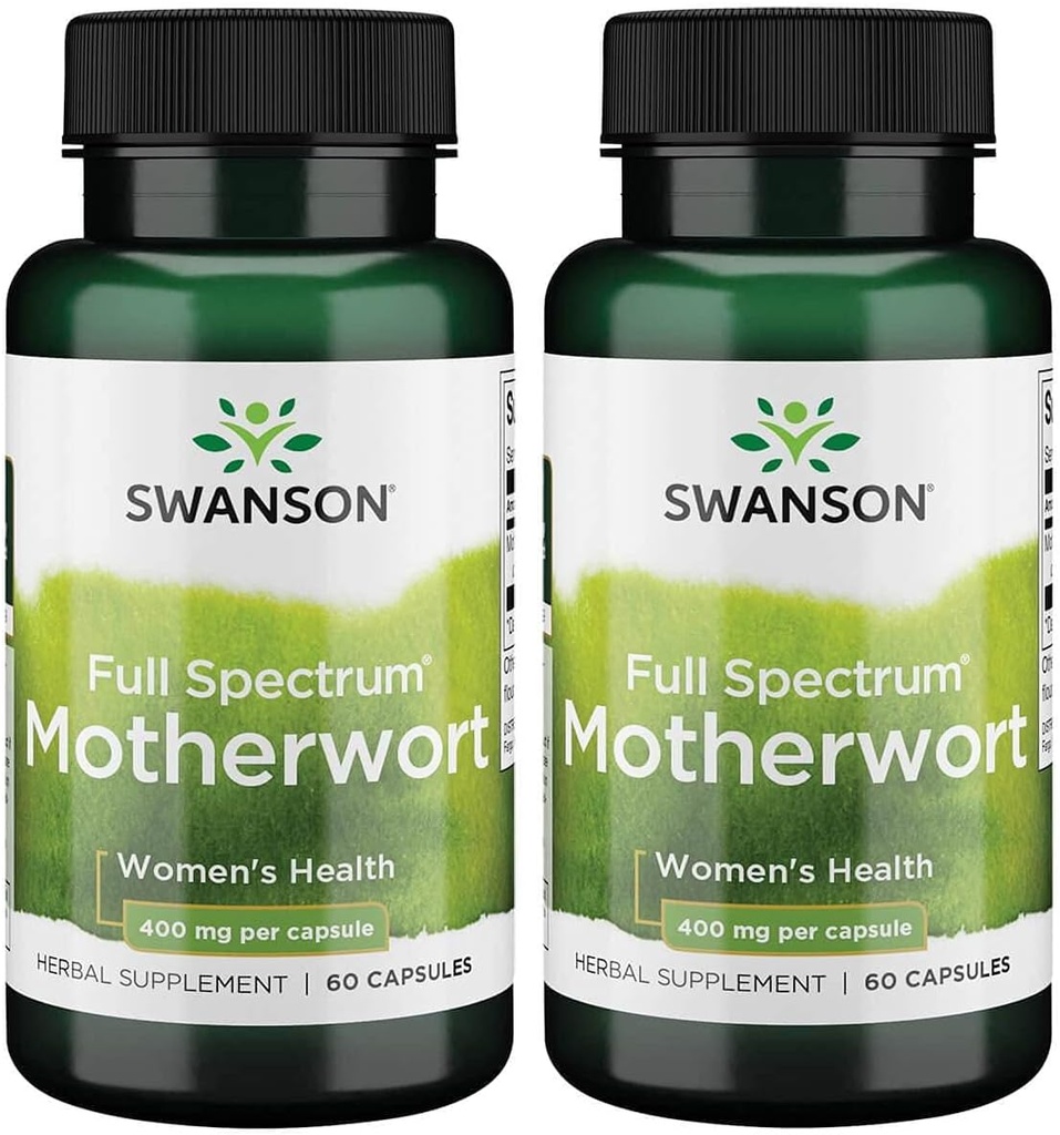 Swanson Motherwort-Herbal Supplement Traditioneel gebruikt ter bevordering van de gezondheid van het hart, endocriene functie & Digestieve gezondheid-natuurlijke formule ter bevordering van wellness voor vrouwen-(60 capsules, 400 mg Each) 2 Pack