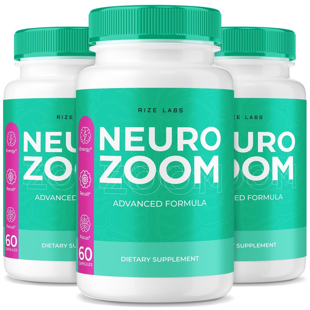 (3 Pack) Supplément Neuro Zoom, Neuro Zoom Formule de support de mémoire organique, Neuro Zoom pour réduire les effets négatifs du brouillard cérébral, Neuro Zoom utilisé pour stimuler la mémoire, NeuroZoom (180 capsules)