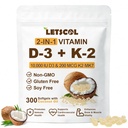 2-en-1 supplément vitamine D3 K2 softgel, vitamine D3 10000 UI et vitamine K2 200 mcg, K2 MK7 avec supplément vitamine D3 soutien immunitaire, coeur, articulations, dents et santé des os