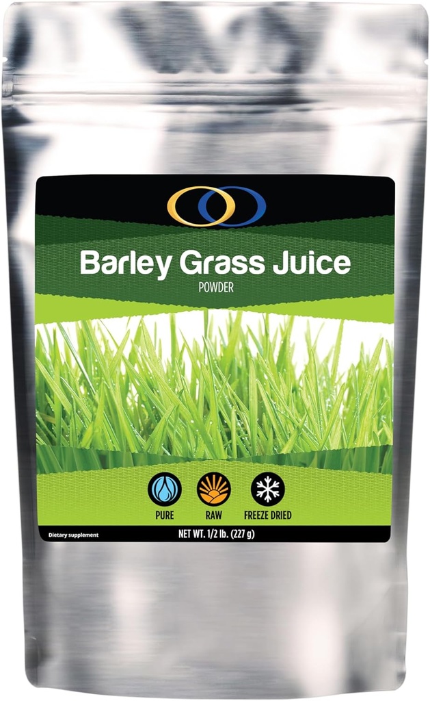 Optimally Organic Barley Grass Juice Powder - Freeze Dried - 1/2 Pound - Over 130 Servings - USA Grown - Raw & Bio-Active Supergreens - Vegan Health Supplement for Kids & Adults