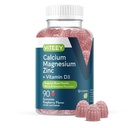 Viteey Calcium Magnesium Zink Gummies met Vitamine D3 - Ondersteunt Bone Health, Nerve & Immune Functie - Calcium Magnesium Zink D3 voor Volwassenen & Tieners - GGO-vrij - Kauwbare Raspberry Flavored Gummy
