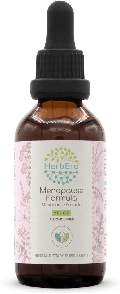 HerbEra Menopauze Formule B60 Alcoholvrije Extract Tinctuur, Geconcentreerde Liquid Drops Natural Vitex Berry, Licorice Root, Motherwort, Dong Quai Root, Burdock Root, Black Cohosh Root. 2 Fl Oz