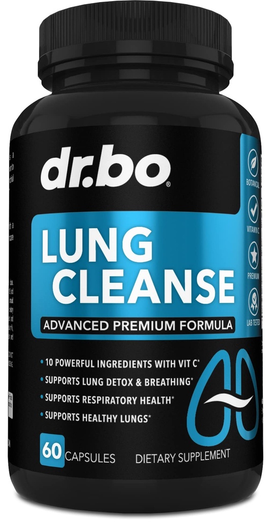 Lung Cleanse Support Supplement - Respiratory Supplements to Stop & Stop Smoking Aids - Herbal Detox for Longs & Bronchial Health - Smokers Cleanser Ademhulp voor Mucus Clear Relief - 60 Capsules
