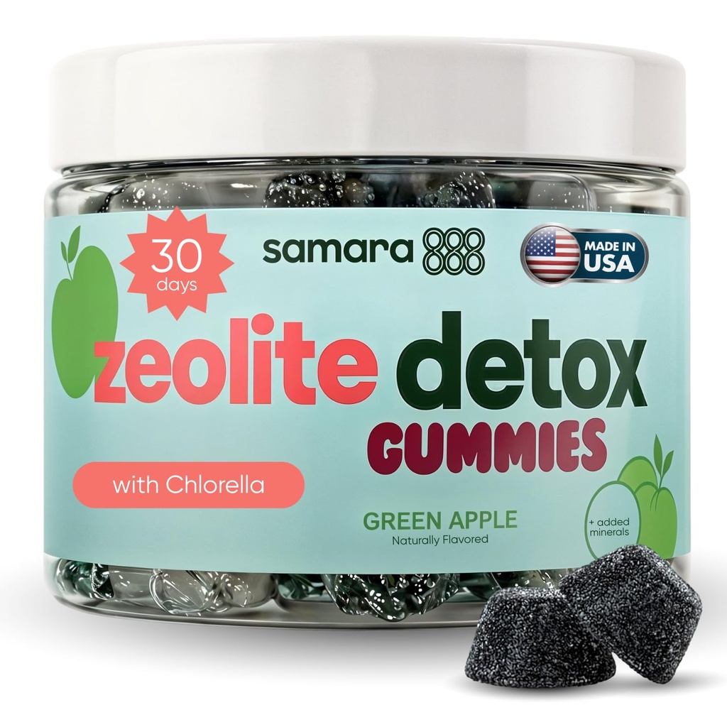 Zeoliet Detox voor kinderen & volwassenen, Heavy Metal Zeolite & Chlorella Detox Gummies, alternatief voor geactiveerde Charcoal, Voorzichtige dagelijkse Toxin Cleanse voor kinderen & volwassenen, 60 Green Apple Vegan Gummies