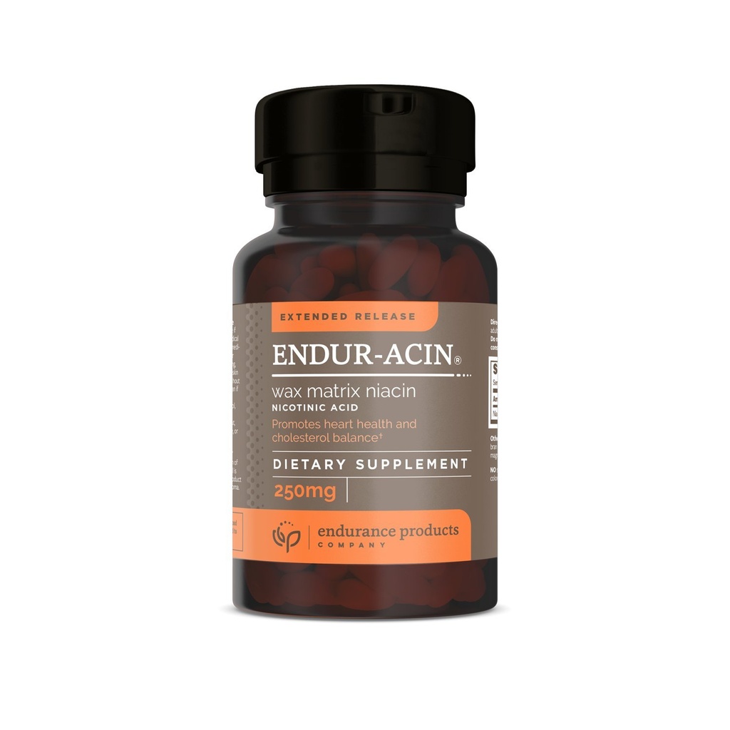 ENDUR-ACIN Niacine, supplément santé cardiaque et équilibre du cholestérol, libération prolongée pour absorption optimale, sans gluten, 250mg (100 comprimés)
