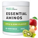 Love Life Supplements EAA Amino Acids Powder, All 9 Essential Amino Acids Inclusief BCAA's en 2 Gram Leucine per Serving, Apple & Kiwi Flavour, 348g - 60 Servers (5g van EAA's per Serving)
