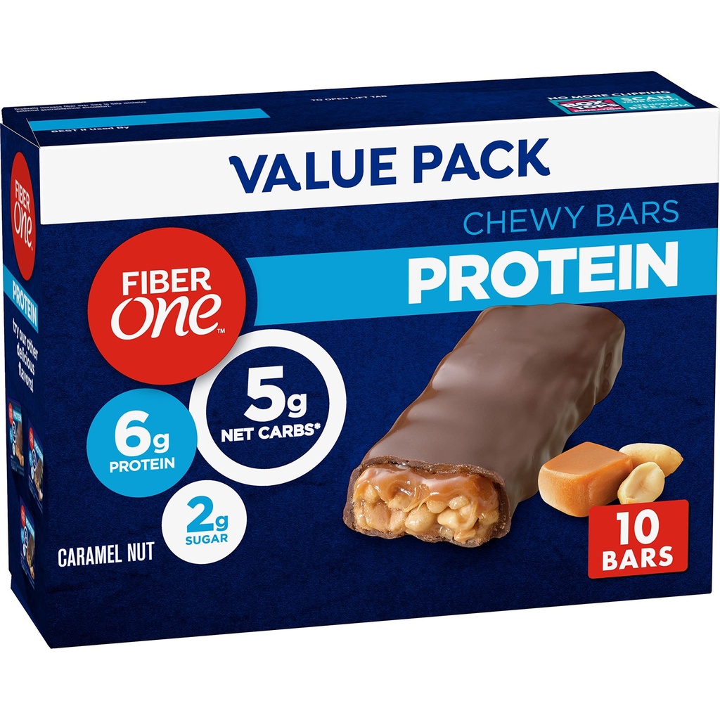 Fiber One Chewy Protein Bars, Caramel Nut, Proteïne Snacks, 10 ct
