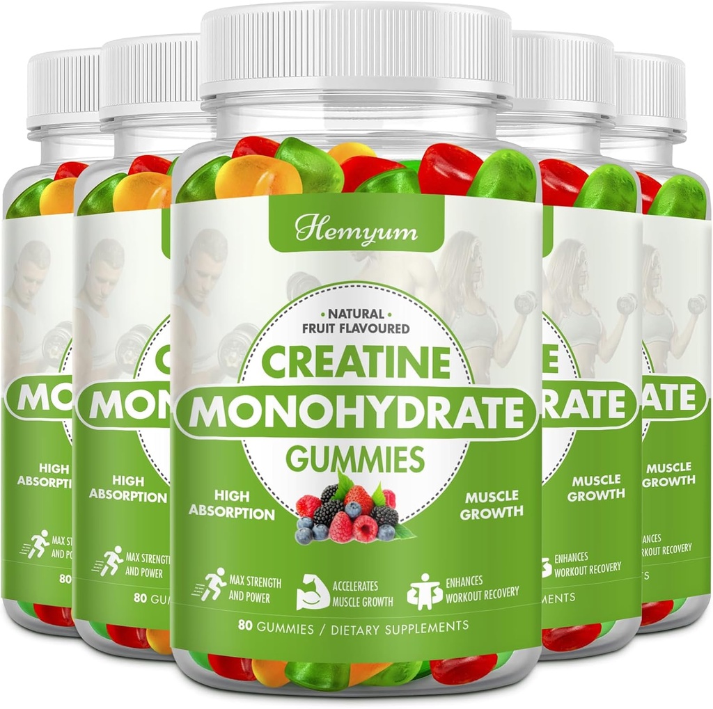 Creatine Monohydraat Gummies - Pre-Workout Complex Creatine voor vrouwen Mannen, verbeterde spierkracht, Boost Focus en Endurance, Spier Builder 400 Tel