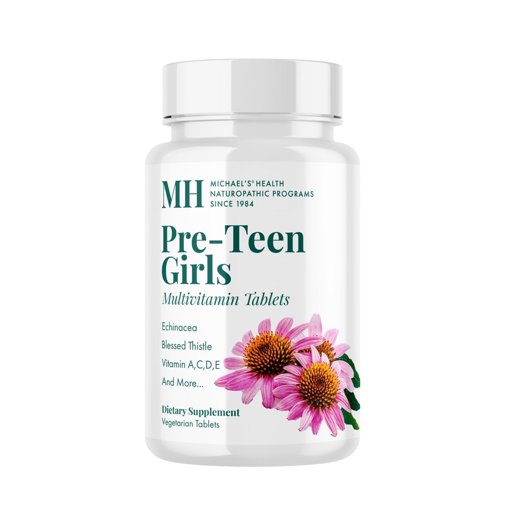MICHAEL Santé Programmes naturopathiques Pré-adolescentes - 120 comprimés végétariens - Multivitamine quotidienne pour une croissance et un développement sains - Kosher - 60 portions
