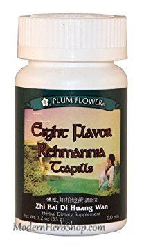 Huit saveurs Rehmannia (Zhi Bai Di Huang Wan), 200 ct, fleur de prune