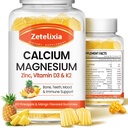 Gommies de calcium pour femmes hommes, zinc de magnésium de calcium avec vitamine D3 et K2, supplément de magnésium de calcium pour muscles de B0nes, ananas et flavor de mangue - 120 comte