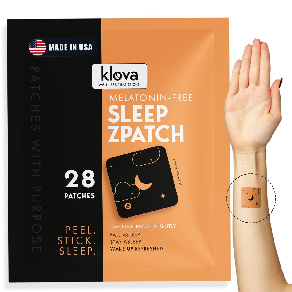 Klova Melatonine-vrije slaappatches voor volwassenen Natuurlijke slaaphulp met Ashwagandha, Valeriaan, GABA & L-Theanine 