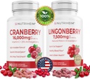 Alles in één PAC-bundel - Cranberry & Lingonberry Capsules - Vitamine C en 25% Proanthocyanidines voor urinetrek, Gut Health, Antioxidant Support - Non-GMO, Glutenvrije, Veganistisch supplement