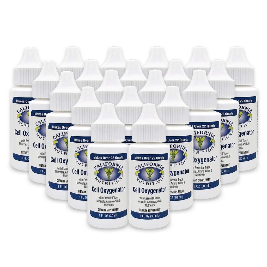 Cell Oxygenator 1 Fl Oz-fles (verpakking van 20), Cell Food Concentraat Liquid Oxygen Waterdruppels, Nutritional Dietary Supplement, Suport Immune System, Aminozuren & Trace Minerals