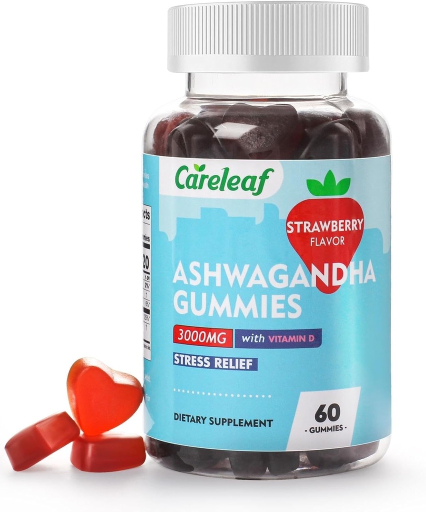 Vegan Ashwagandha Gummies-3000mg Hoge Potency Ashwagandha Root Extract met vitamine D2 