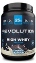 Revolution Nutrition, High Whey, Protéines en poudre 2LB, Whey Isolate, sans gluten, masse musculaire maigre pour les hommes et les femmes, 25g de protéines par scoop, 908 g, 24 portions (Cookies et crème, 2 livres)