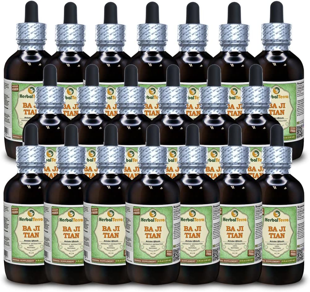 Ba Ji Tian, Morinda (Morindae Officinalis) Glyceriet, gedroogd Root Alcoholvrije Liquid Extract (Grote Naam: HerbalTerra, Trots Made in USA) 20x4 fl.oz (20x120 ml)