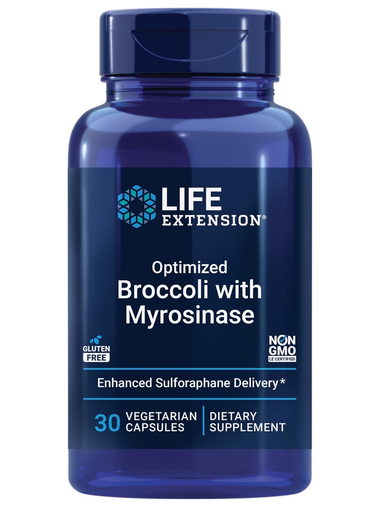 Levensverlenging Geoptimaliseerd Broccoli met Myrosinase, Lever- en Detox-supplement, Geavanceerd biologisch beschikbaar, Once-Daily, Niet-GMO, Vegetarisch, Glutenvrij, 30 Capsules