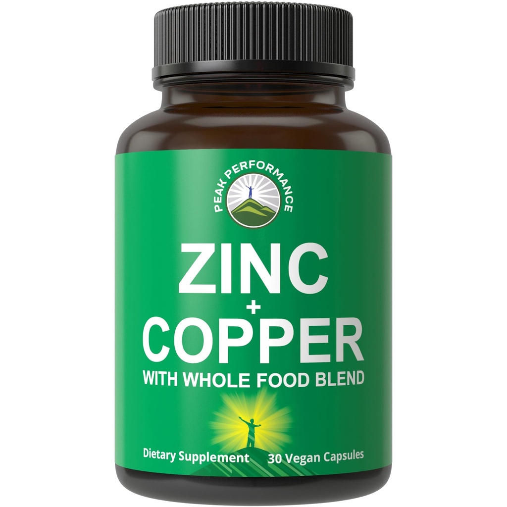 Zink met koper + Whole Food Blend van 25 Groenten en Fruiten voor Max Absorptie. Immuun Support Supplement Capsules. Twee essentiële mineralen voor Immuniteit. Zink vitamine pillen voor mannen en vrouwen.