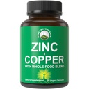 Zink met koper + Whole Food Blend van 25 Groenten en Fruiten voor Max Absorptie. Immuun Support Supplement Capsules. Twee essentiële mineralen voor Immuniteit. Zink vitamine pillen voor mannen en vrouwen.