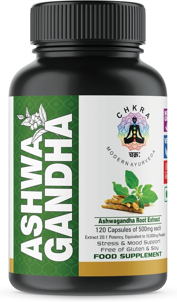 XTRAKT Ashwagandha Suppléments Équivalent 10 000mg - 120Ashwagandha Capsules Vegan - Capsules de poudre et d'extrait de racine d'Ashwagandha biologique - Supplément de soulagement du stress, Enhancer d'humeur - Approvisionnement de 4 mois