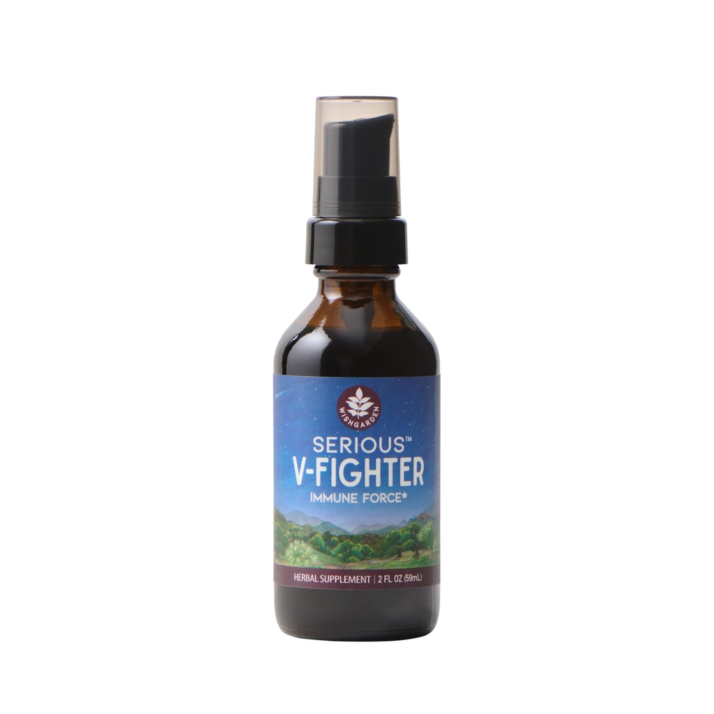 WishGarden Herbs Serious V-Fighter - Plant-Based Herbal Rapid Immune Support & Santé Respiratoire avec OSHA & Goldenseal, Soothes Aches & Irritated Lungs, supporte la température corporelle optimale, 2oz