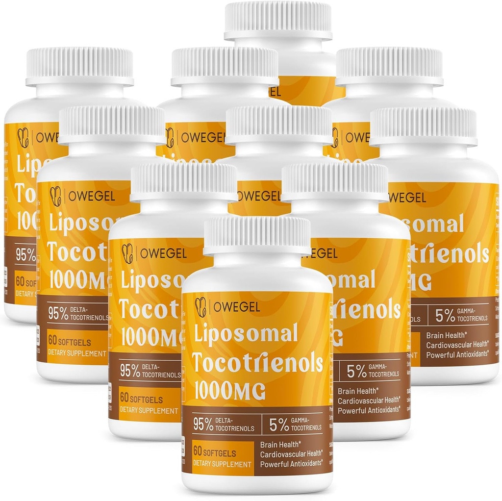 Liposomale Tocotrienols 1000mg - Hoge biologische beschikbaarheid Vitamine E Tocotrienols Supplementen,95% Delta & 5% Gamma Tocotrienol Capsules Ondersteuning Huid, Bone, Antioxidant 600 Softgels