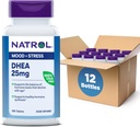 Natrol Mood & Stress DHEA 25 mg met calcium, Dieetsupplement voor de Balance van bepaalde Hormone Level en Mood Support, 180 tabletten, 180 dagen levering (pakket van 12)