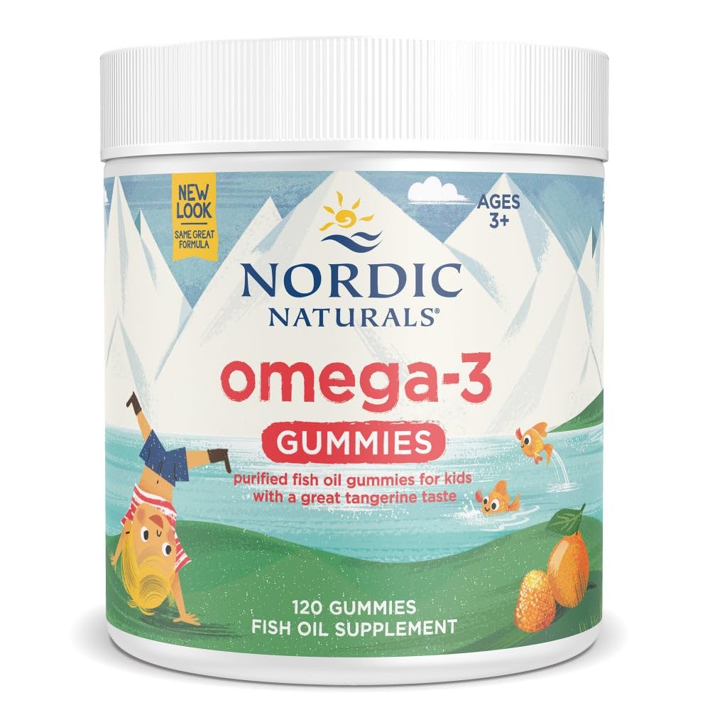 Nordic Naturals Nordic Omega-3 Gummies, Tangerine - 120 Gummies - 82 mg Total Omega-3 avec EPA & DHA - Non-OGM - 60 portions