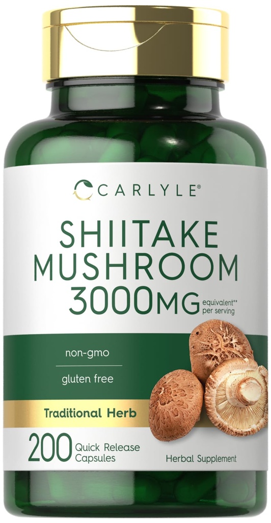 Extrait de champignons chiitake de Carlyle 3000mg de 200 capsules