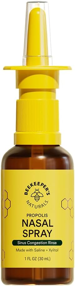 Bijenkeeper natuurlijke neusspray voor volwassenen met Propolis, Xylitol & Saline, Clears Neus Congestie, Moisturizes Sinus Canal, & Decongest Sinus Cavities, 1 fl oz