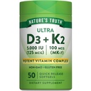 La vérité de la nature Complexe Vitamine K2 MK7 100 mcg. 50 Softgels avec complément sans OGM et sans gluten
