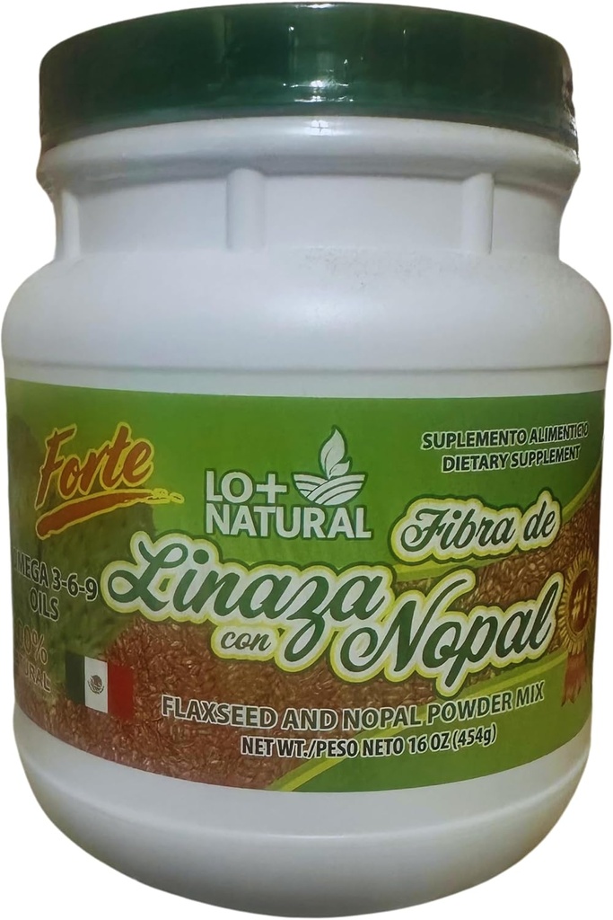 Linaza con Nopal Forte (1LB) 100% natuurlijk mengsel van gemalen Linaza - Nopal Cactus Powder Mix Extreem effectief Vlaszaad & Nopal Powder Mix 16oz Dieetsupplement