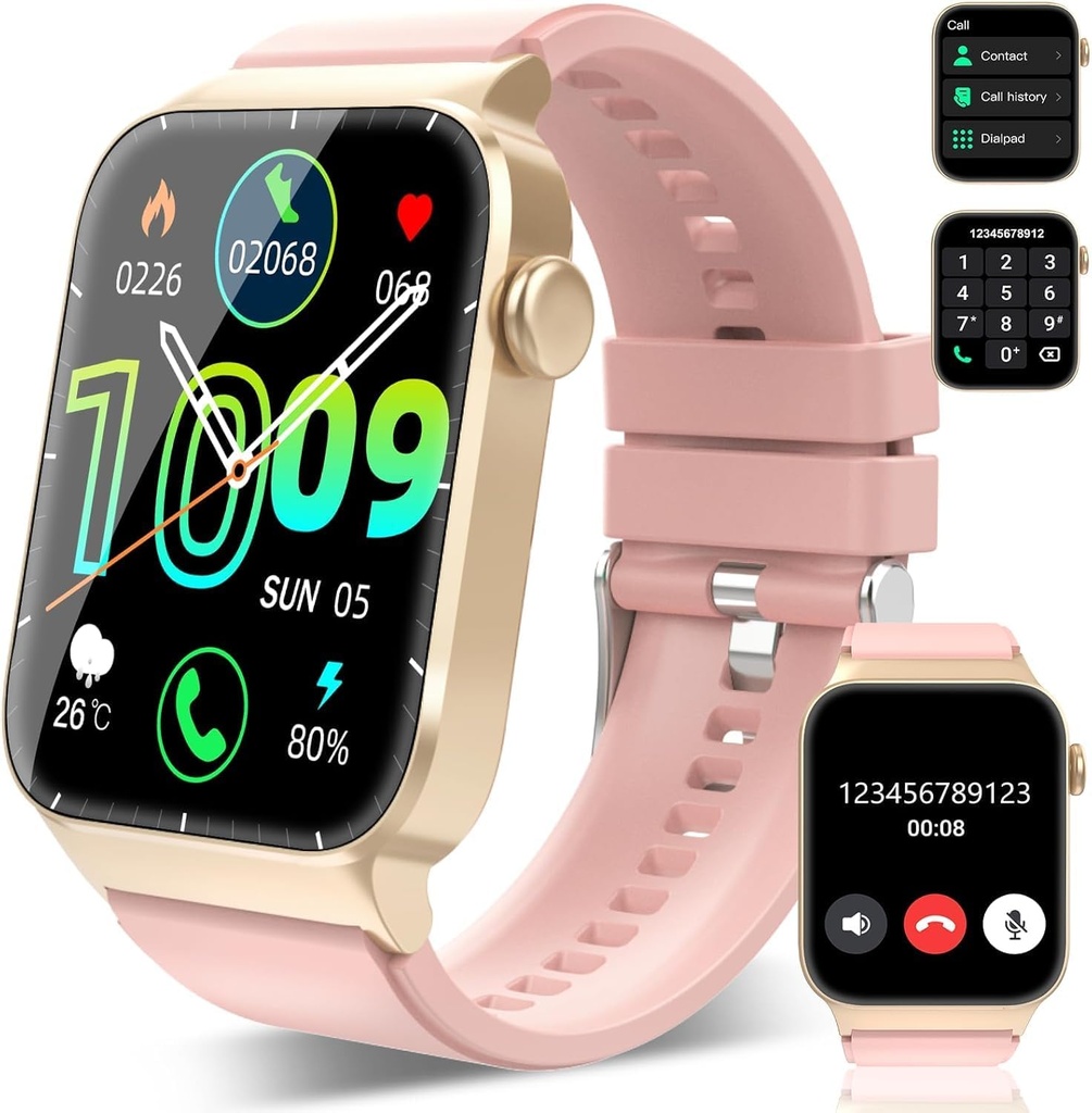 Smart Watch for Men Women(Answer/Make Calls), 1.85" HD Smartwatch, Fitness Watch met 112 Sportmodi, Heart Rate Sleep Monitor/Stap Counter, IP68 Waterproof Fitness Tracker voor Android, Deep Pink