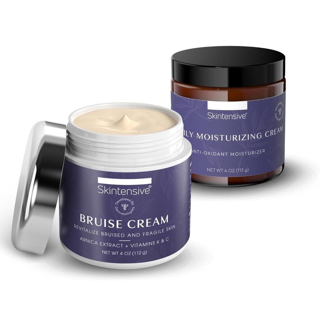 Trousse de crème hydratante SKINTENSIVE – Soin hydratant pour peau sèche et délicate – Utilisation quotidienne pour le visage, les mains et le corps – (4oz chacun)