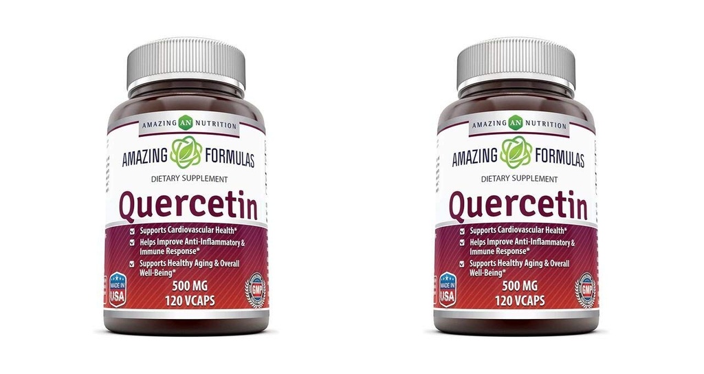 Formules étonnantes Quercetin 500 Mg, 120 VCaps - Supplément alimentaire, Capsules Vegan, Non-OGM, Sans gluten - Optimal avec un régime équilibré et l'exercice régulier