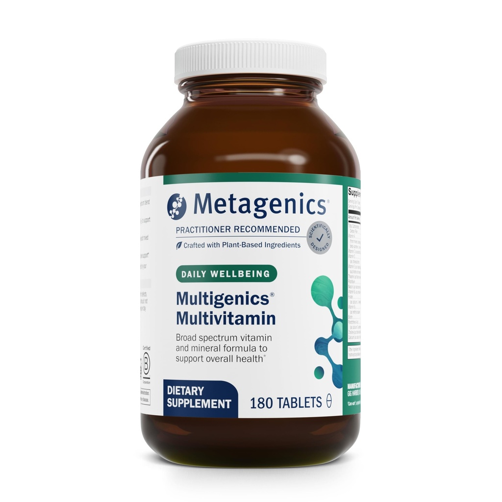 Metagenics Multigenics Multivitamine - Dagelijkse Multivitamine met Beta-Caroteen, Foliumzuur, Calcium & Magnesium - Ondersteunt Bot, Hart, Immune & Cellular Health* - Non-GMO, Glutenvrije - 180 tabletten