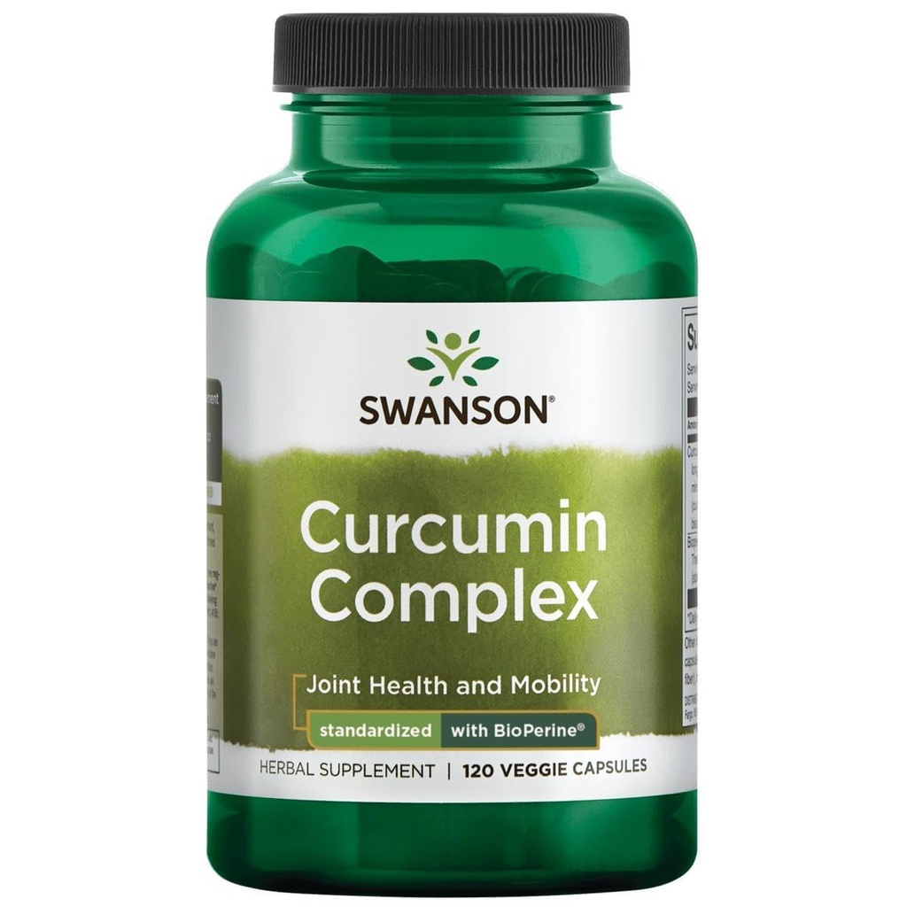 Swanson Curcumin Complex - Herbal Supplement ondersteuning van gezamenlijke gezondheid, mobiliteit en fysieke functie - gestandaardiseerd met BioPerine voor maximale absorptie - (120 Veggie Capsules)