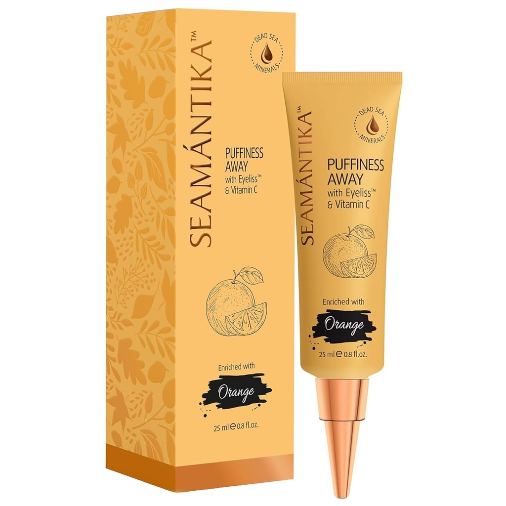 SEAMANTIKA PUFFINESS AWAY Eye Cream 0.8 fl.oz - Instant Eye Bag Remover Puffiness with Eyeliss; Vitamin C, Under Eye Puffiness Reducer Instant Results, Temporary Reduction of Wrinkles & Dark Circles