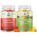Bundel van vitamine D3 Gummies voor dagelijkse wellness met 2000IU per Serving Bone Muscle & Immune Support and Kids DHA Omega 3 Gummies - Fatty Acids Omega 3 6 9 voor Hersenen, Immuun Kracht & Vision