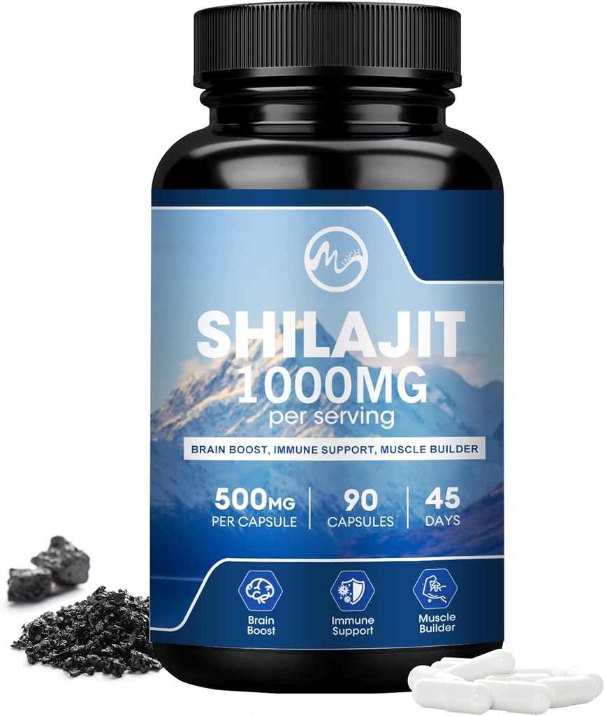 Silajit Supplement, Shilajit Capsules met Fulvinezuur voor mannen & vrouwen, Shilajit met 85+ Trace Minerals for Energy, Performance & Immune Health Niet-GMO - 90 Capsules