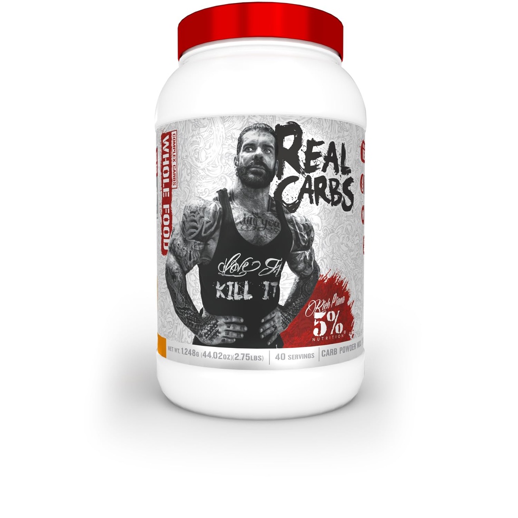 5% Voeding Rijke Piana Real Carbs met Real Food Complex Carb Powder, Langhoudende Lage Glykemie Energie voor Pre-workout/Post-workout Recovery Meal, 2,75 lb, 40 Servings (Sweet Potato Pie)