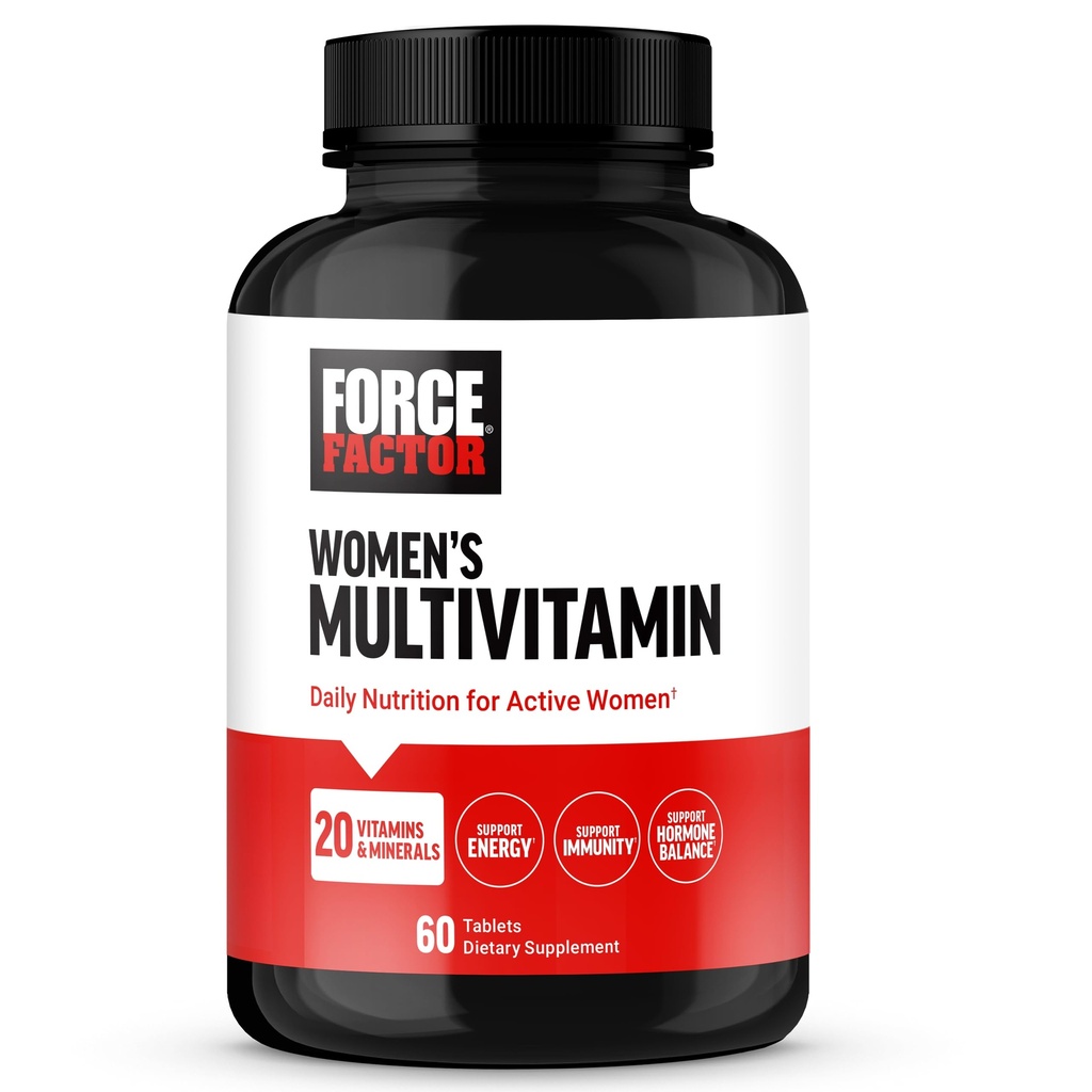 Force Factor Womens Multivitamine, Multivitamine voor vrouwen ter ondersteuning van Hormone Balance, Energie, Immuniteit en Gut Health, met 20 vitamines & mineralen, Ashwagandha, Chasteberry, en meer, 60 tabletten