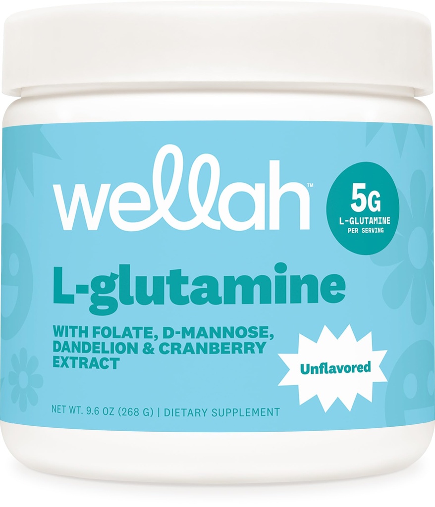 Wellah L-Glutamine Poeder Unflavored (50 Servings) - 5g L-Glutamine Per Serving, Gezoet met Stevia