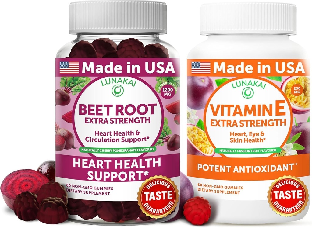 Racine de betterave lunakai et vitamine E avec bundle C Gummies – Antioxydant et Wellness Support
