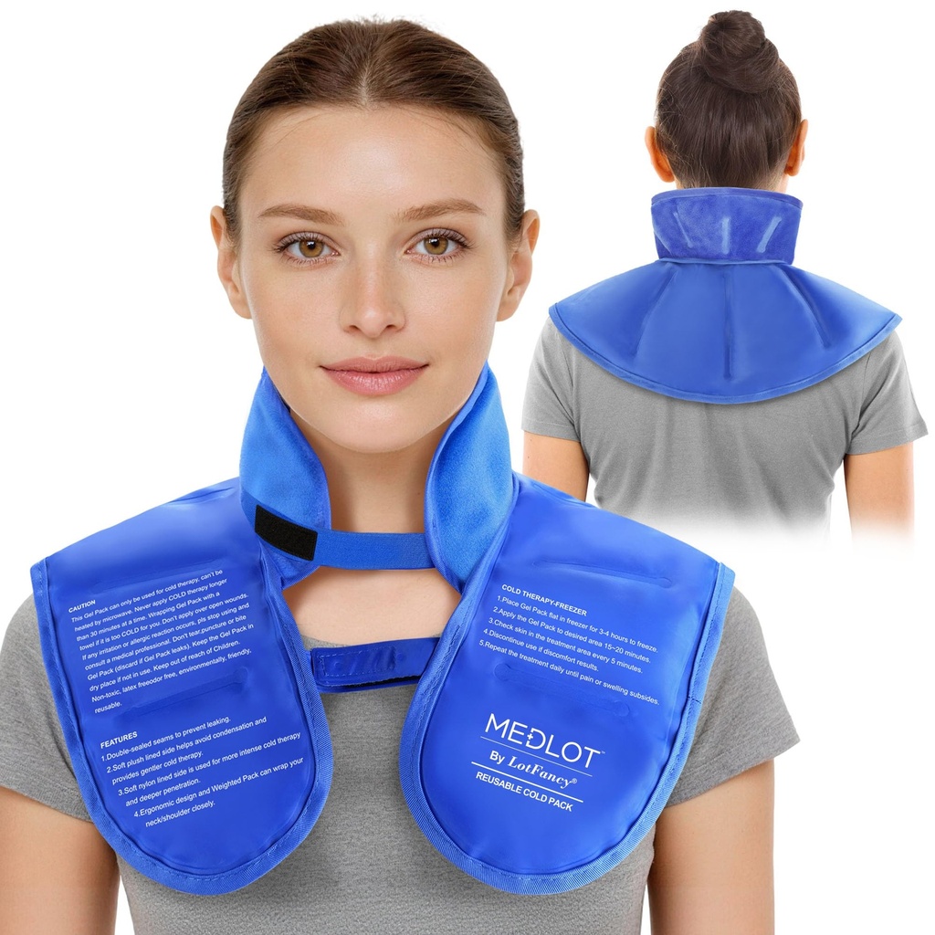 LotFancy Ice Pack voor nekschouder, herbruikbare koude nek Wrap voor pijnverlichting, flexibele gel Pack met verstelbare riemen, koude kompres therapie voor verwondingen, zwelling, strepen, verstuikingen
