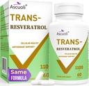 Ultra Purity Trans-Resveratrol 1100mg, 3-in-1 Advanced Formula Organic Resveratrol Supplement, Max Antioxidant, Anti-Aging, Skin Health, Immune & Energy, 1 Pack