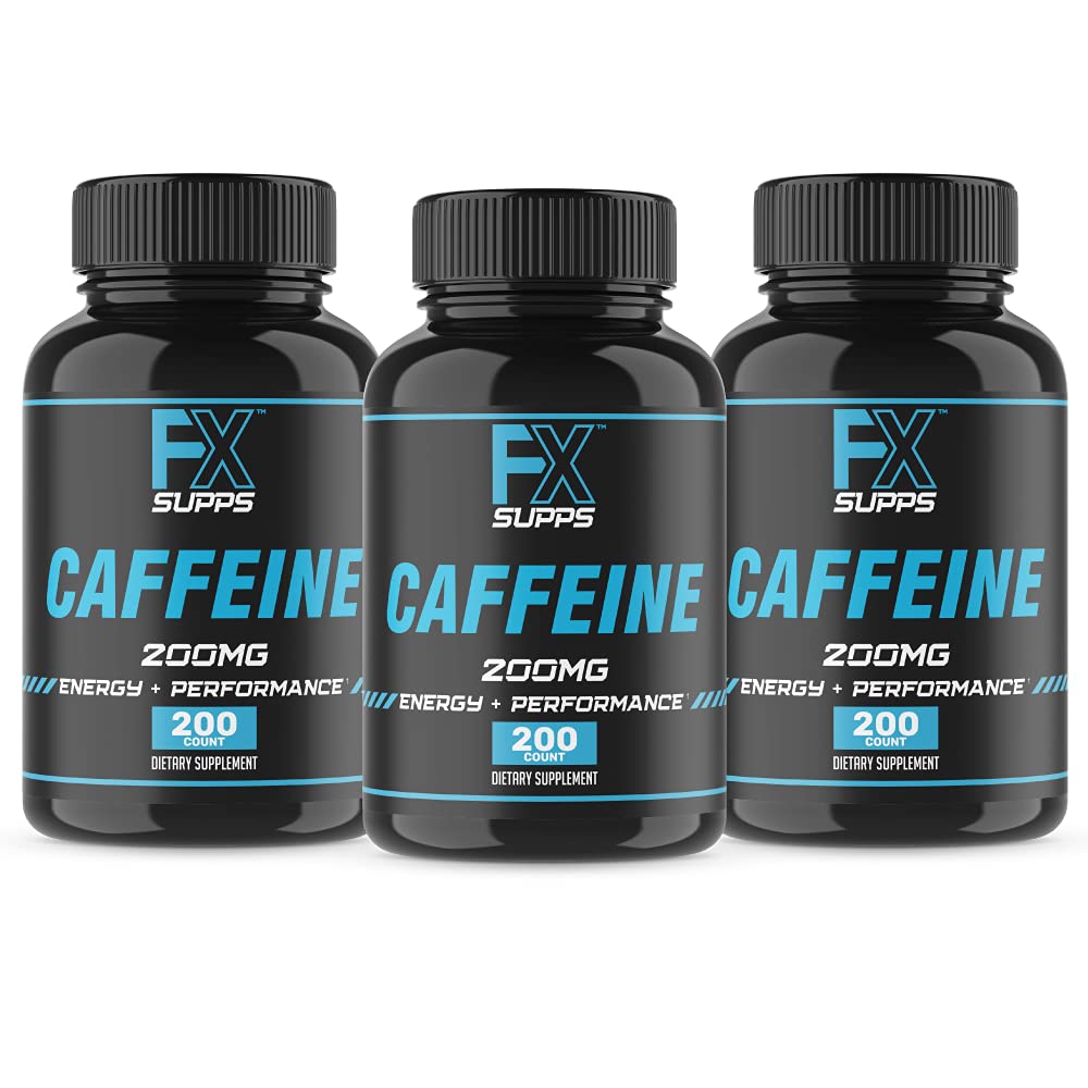 FXSUPPS Cafeïne 200mg Pillen (3-pack, 600 capsules) 